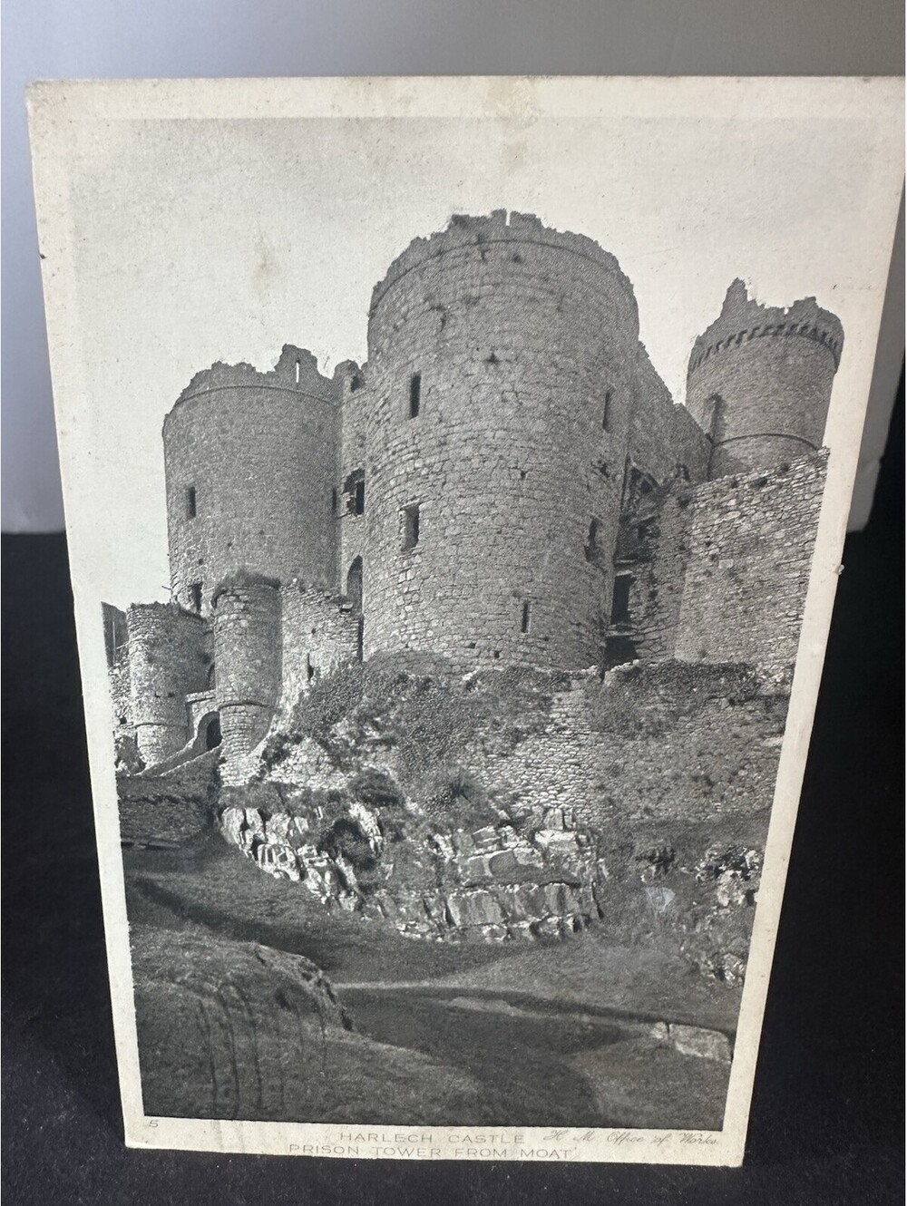 1929 Harlech castle wales postcard king George samp uk to Oregon
